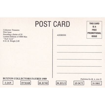 Collectors Treasures Buxton Collectors Fayres Advertising Postcard unused VGC