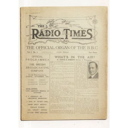 First Ever Issue 1 Of 1923 BBC Old Organ Radio Times Magazine Postcard