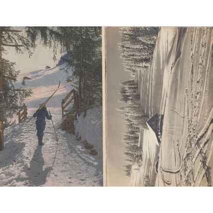 Adelboden Skier Goes Skiing & Spaghetti Tracks 2x Switzerland Postcard s