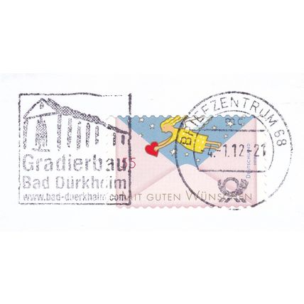 Mannheim postmark + slogan Germany 2012 on Angel Carrying Heart 0.55e VGC