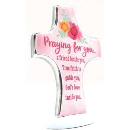 Praying for You Metal Freestanding Pink Floral 8 CM Christ Love Faith Sentiment
