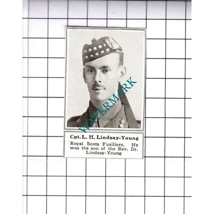 Cpt L H Lindsay-Young Royal Scots Fusiliers Great War WW1 - 1919 SMALL Cutting