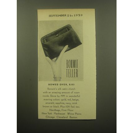 1959 Bonwitt Teller MM Handbag Advertisement - Bowed Over, 8.95