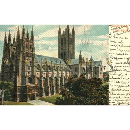 Canterbury Cathedral, Kent, Peacock Series Undivided Postcard, 1904