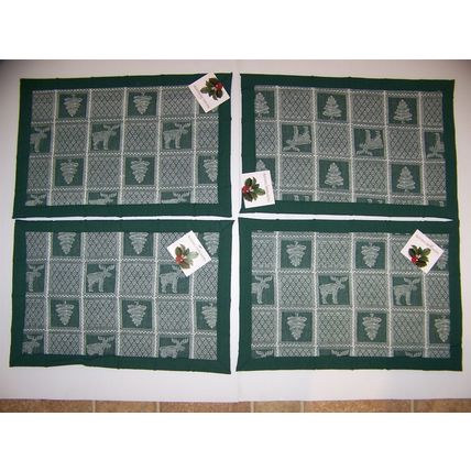 NATURAL IMPRESSIONS PLACEMATS (4) NORTHWOODS MOOSE TREE