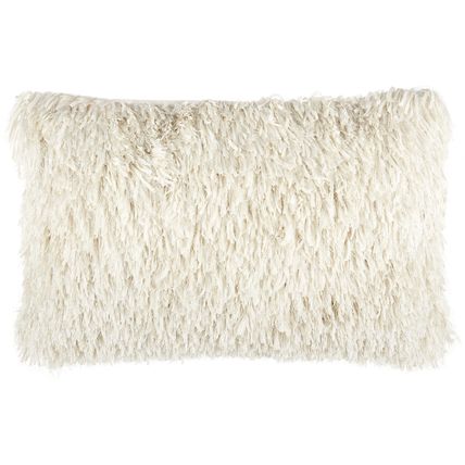Long Ivory Shag Throw Pillow