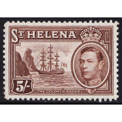 St Helena KGVI 1938-44 5s Chocolate Ship SG139 Mint MH