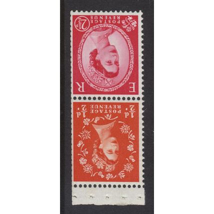 SG570/574kWi ½d/2½d PAIR CHALKY PAPER Crowns WAtermark INVERTED UM Trimmed Perfs