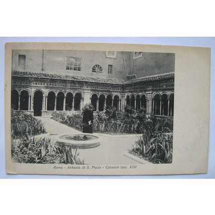vintage postcard Rome Abbazia di S Paolo - Chiostro