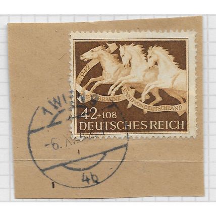 GERMANY 1942 BROWN RIBBON HORSE RACE MUNICH REIM 12Pf 108Pf USED VIENNA Mi 815