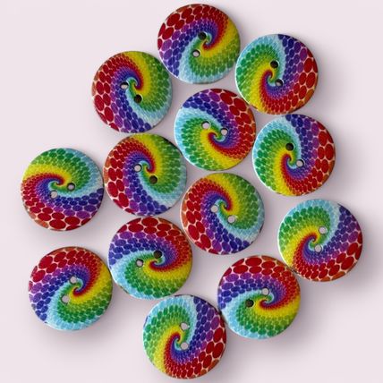 Rainbow LGBT Swirl Buttons 15mm To 25mm Knitting Sewing Scrapbooking 2 Hole
