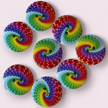 Rainbow LGBT Swirl Buttons 15mm To 25mm Knitting Sewing Scrapbooking 2 Hole