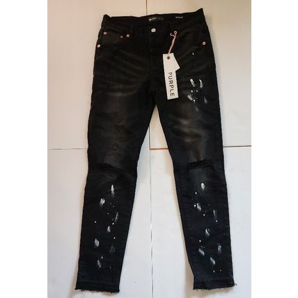 New purple brand men's Black Spash-INK personality fashion jeans, size 32