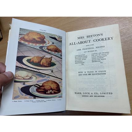 c1950 "MRS BEETON'S ALL ABOUT COOKERY" ILLUSTRATED HARDBACK BOOK (P4)