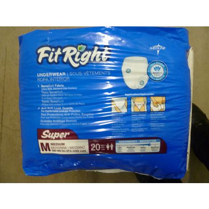 9 PACKAGES 180 PAIR MEDLINE FIT RIGHT SUPER ADULT PULLS PROTECTIVE UNDERWEAR