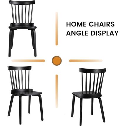 Unovivy Wood Dining Chairs Set of 6, Windsor Farmhouse Spindle Back, Widen Seat,