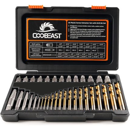 35 Pcs Screw Extractor and Left Hand Drill Bits Set, Easy Out Screw Extractor Ki