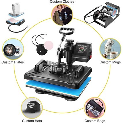 5 in 1 Heat Press Machine for T Shirts Heat Transfer Machine12 X 15" Swing Away