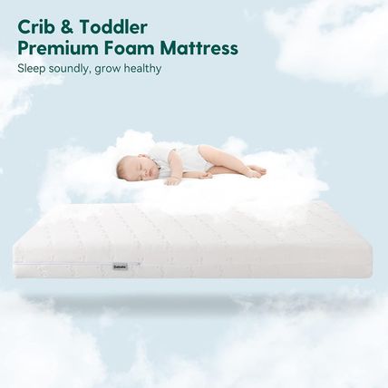 BABELIO Breathable Crib Mattress, Dual-Sided, Memory Foam, Waterproof, Removable
