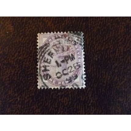 1881 GB Queen Victoria SG172 1d lilac fine used stamp Sheffield date Oct 28 1899