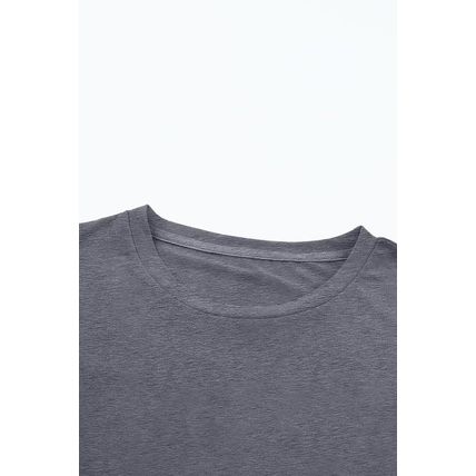 Gray Casual Plain Crew Neck Tee