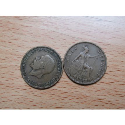 GB 1930 George V 1/2d Half Penny Coin