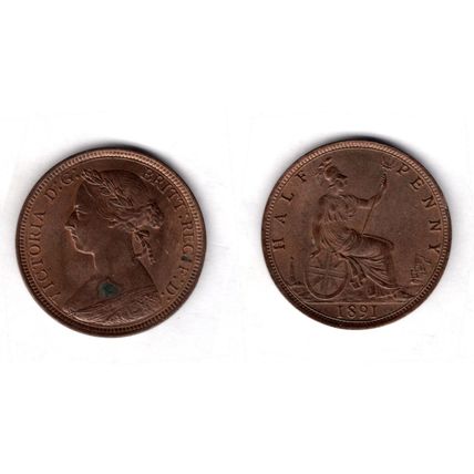 Great Britain. Victoria. Halfpenny 1891. dy21566