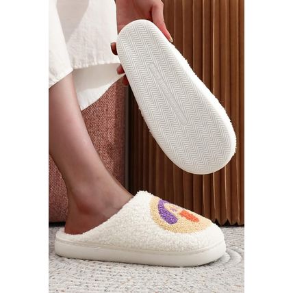 White Halloween Pumpkin Plush Winter Home Slippers