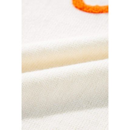 Apricot Boo Knitted Pattern Ribbed Edge Drop Shoulder Sweater