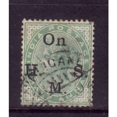 INDIA 1900 SGO49 1/2a YELLOW GREEN OPT On HSM FINE USED