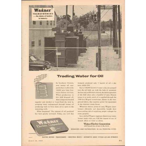 wagner electric corp 1955 trading water oil transformers vintage ad