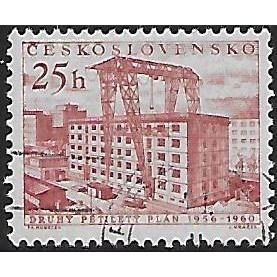 Mi 951: 25 h. lilac-red Second Five Year Plan: House Building.