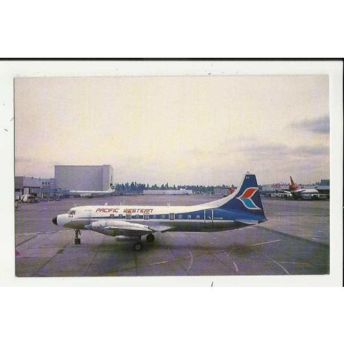 Aviation PACIFIC WESTERN CONVAIR CV-640 Postcard by Mary Jayne (MJ348)
