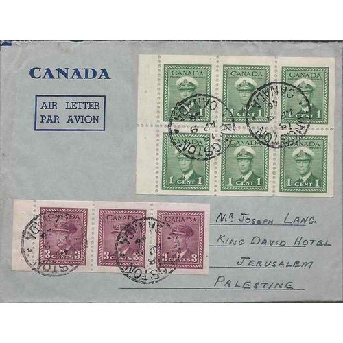 Canada War Issue booklets Air Mail 1946 Aerogram forunner to Palistine