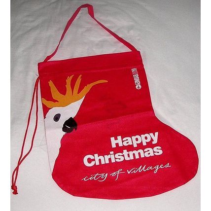 City Of Sydney - Large Red Christmas Stocking With Cockatoo display - NEW