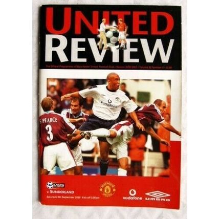 2000 programme Manchester United v. Sunderland 9/9