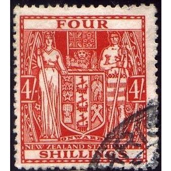 New Zealand, 1931-39 4/- Fiscal, SG F148 (Scott #AR49), used