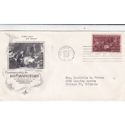 United States 1947 American Medical Association FDC Atlantic City Cancel VGC