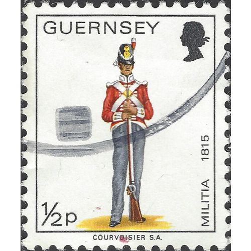GUERNSEY, MILITARY, Militia 1815, white 1974, ½p, #3