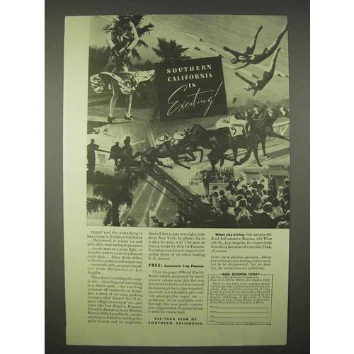 1937 Southern California Tourism Ad - Exciting