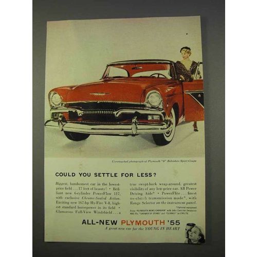 1955 Plymouth 6 Belvedere Sport Coupe Car Ad