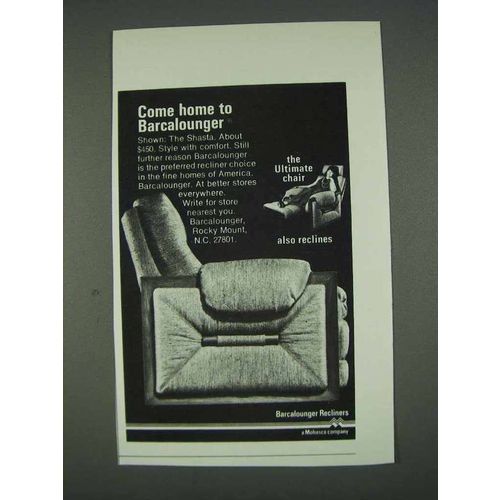 1978 Barcalounger Shasta Recliner Ad - Come Home To