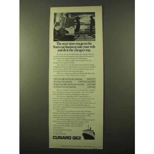 1978 Cunard Queen Elizabeth 2 Cruise Ad - Cheaper Way