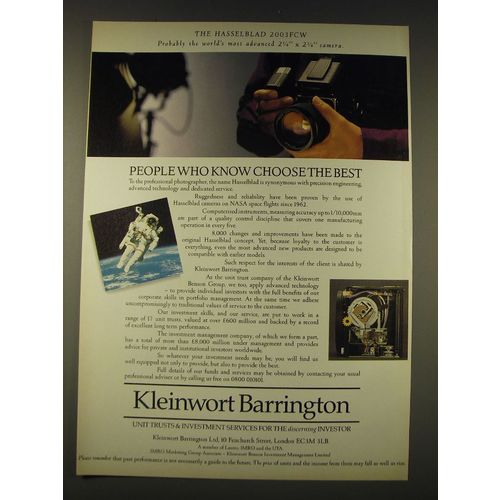 1989 Kleinwort Barrington Investments Ad - The Hasselblad 2003FCW