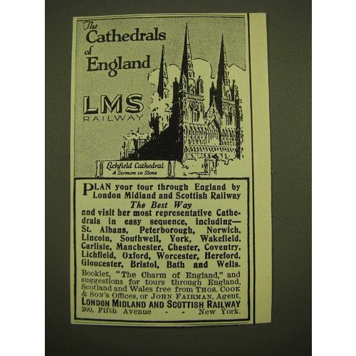 1924 LMS London Midland and Scottish Railway Ad - The Cathedrals of England