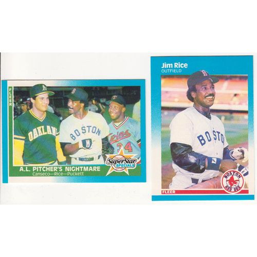 Two 1987 Fleer Jim Rice cards #41 and #633- NM- Puckett, Canseco-Red Sox