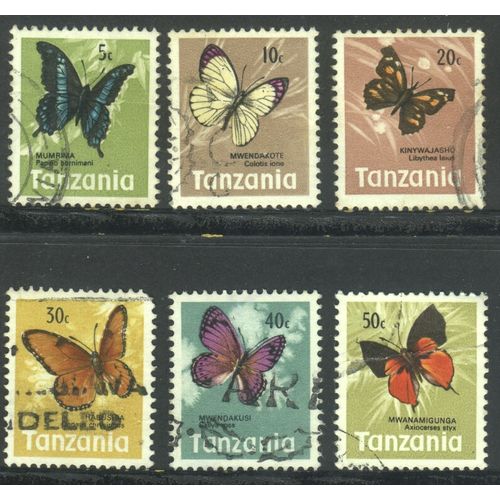 Tanzania 1973 - SG158-164 - butterfly collection x 6 - used