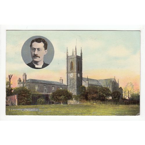 Stanwix Church Carlisle with Reverend Vicar 1918 Postcard Cumbria