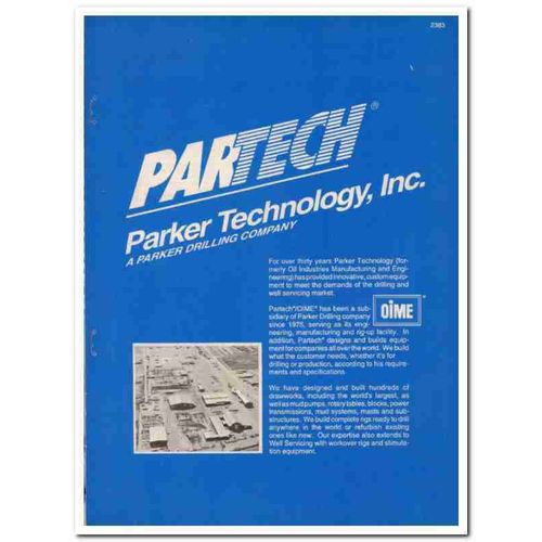 Parker Technology Inc 1993 Vintage Catalog Oil Oime Partech Drilling