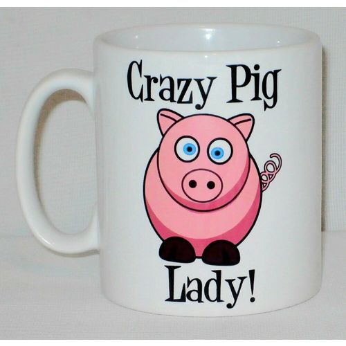Crazy Pig Lady Mug Can Personalise Funny Animal Lover Breeder Farmer Beware Gift